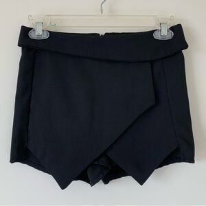 Black Wrap Origami Envelope Skort Shorts XS